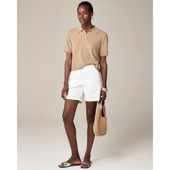 NWT!! J. CREW 7” Stretch Chino Shorts Solid White Pockets Casual Summer Size 2 - Picture 1 of 16